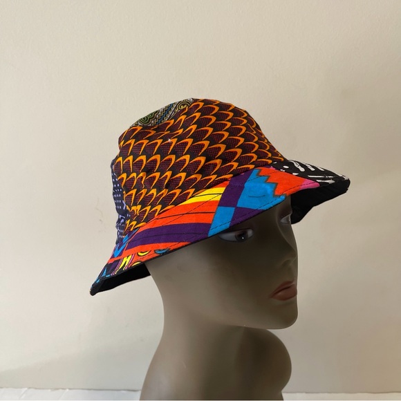 African Print Ankara Multicolor Handmade Bohemian Patchwork Bucket Hat - Picture 2 of 6